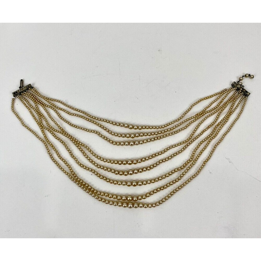 Antique Victorian Layered Pearl Multi Strand Graduated Necklace As Is